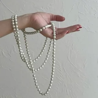 گردنبند مرواریدی بلند